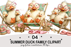 Whimsical Summer Duck Family Clipart Watercolor png Product Image 1