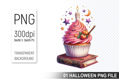 Watercolor Halloween Cupcake, Halloween Clipart PNG File Product Image 1