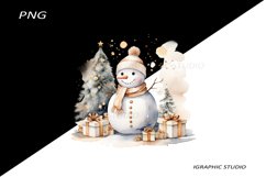Gold Snowman Clipart, Gold Chistmas Tree Clipart Product Image 1