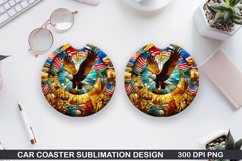 4th Of July Car Coaster Sublimation| 4th Of July Coaster PNG Product Image 1