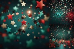 Red green Christmas bokeh star background digital papers Product Image 4