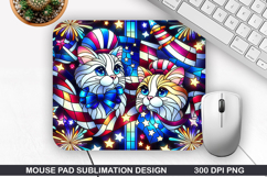 Cat Mouse Pad Sublimation, 4th Of July Mouse Pad PNG Design Product Image 1