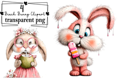 Whimsical Beach Bunny Clipart Watercolor PNG Product Image 1