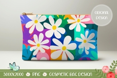 Pop Art Flowers Cosmetic Bag, Floral Cosmetic Bag Print Product Image 1
