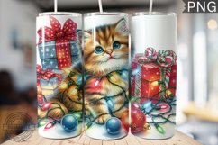 Christmas Cat Tumbler Wrap - Christmas Tumbler PNG Design Product Image 1