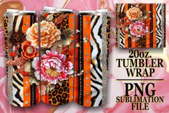 Trendy 3D Leopard and Flower Tumbler Wrap Art Product Image 1
