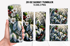 Florals Skinny Tumbler 20oz Wrap Design, Winter Tumbler PNG Product Image 1