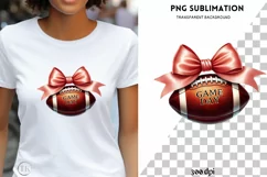 Game Day Coquette Bow PNG, Digital Download, Retro Football Product Image 1