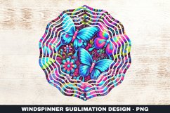 Neon Butterflies Wind Spinner Sublimation Design Product Image 1