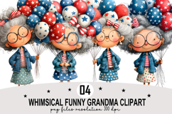 whimsical funny grandma clipart Watercolor PNG Product Image 1