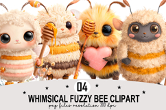 Whimsical Fuzzy Bee Clipart Watercolor PNG Product Image 1