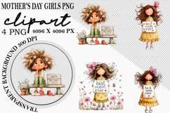Whimsical Mother's Day Girls PNG Clipart Watercolor png Product Image 1