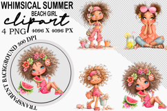 whimsical summer beach Girl Clipart Product Image 1