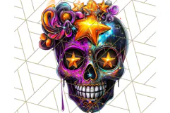 Bright Sugar Skull PNG Clipart, Halloween Colorful Skull Png Product Image 4