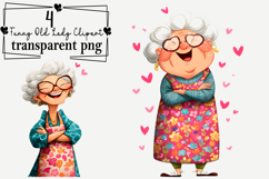 Funny Old Lady Clipart Watercolor PNG Product Image 1