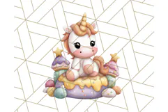 Cute Dessert Unicorn PNG Clipart with Cupcakes & Candies Product Image 4