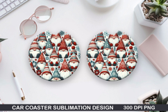 Cute Gnome Christmas Car Coaster Sublimation Design Product Image 1