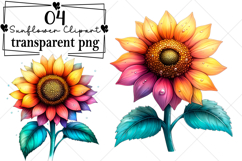 Spring Sunflower Clipart Watercolor PNG Product Image 1
