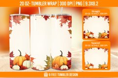 Pumpkin Tumbler Sublimation Wrap, 20 oz Fall Tumbler Wrap Product Image 1