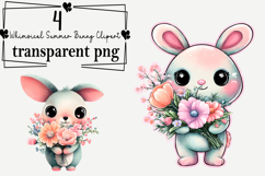 Whimsical Summer Bunny Clipart Watercolor PNG Product Image 1
