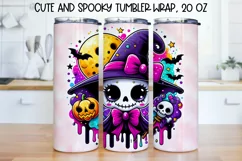 Cute and Spooky Halloween Tumbler wrap PNG, 20 oz. Product Image 1