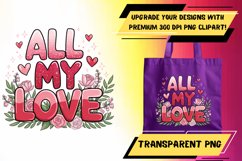 Trendy PNG Artwork for Tote Bag Sublimation , Valentines Product Image 1