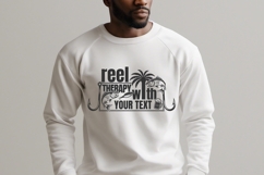 Reel Therapy Svg with Fish Hooks Palm Tree and Monogram Product Image 3