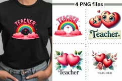 Teacher Themed Retro PNGs for DIY Crafting, Vibrant Teacher Product Image 7