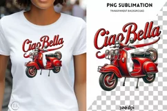 Italian Digital Print PNG | Red Scooter & Ciao Bella Art Product Image 1