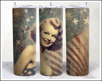 Retro American Girl Tumbler Sublimation Wrap Design 4th July Product Image 5