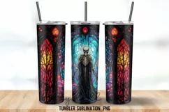Stained Glass Halloween Skulls Tumbler Wrap Sublimation Desi Product Image 4