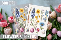 Spring sticker Sheet Garden Flowers Botanical Easter PNG Product Image 1