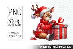 A Cute Deer Christmas Santa Hat, Christmas Clipart PNG File Product Image 1