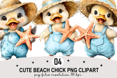 Cute Beach Chick PNG Clipart Watercolor PNG Product Image 1