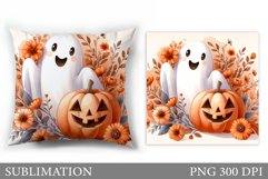 Fall Ghost Pillow Design. Cute Ghost Pillow Sublimation Product Image 1