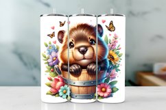 Beaver Spring Tumbler Wrap Sublimation PNG Design Product Image 1