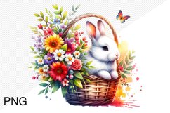 Spring Flowers And Bunny Sublimation - Clipart PNG Design Product Image 1