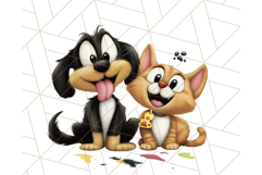 Dog and Cat Friends PNG, Cute Pet Clipart, Funny Animal Art Product Image 4