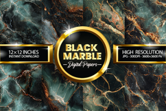 Black Marble Digital Papers - 04 Variations Product Image 1