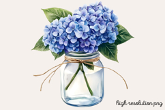 Hydrangea Watercolor Cliparts Bundle PNG Product Image 12