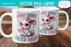 Cute Easter bunny Mug Wrap PNG, Bunny kisses mug sublimation Product Image 2