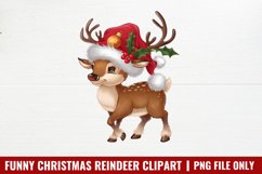Funny Christmas Reindeer Clipart PNG Product Image 1