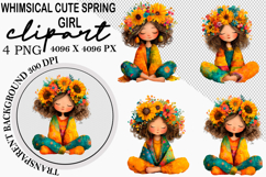 Whimsical Cute Spring Girl Clipart Watercolor png Product Image 5