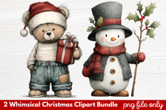 2 Whimsical Christmas Clipart | Cute Festive Holiday PNG Product Image 1