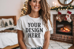 Bella Canvas 3001 Silver Christmas Shirt Mockup Product Image 1