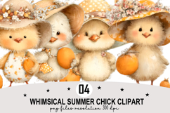 Whimsical Summer Chick Clipart Watercolor PNG Product Image 1