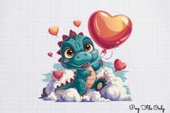Peeking Dinosaur Valentines Day Clipart PNG Product Image 1
