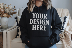 Black Gildan 18500 Hoodie Sweatshirt Mockup, 185 mock up Product Image 1