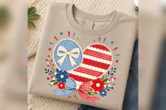 Patriotic Heart PNG, Red Blue Gingham Bow, Coquette 4th of Product Image 5