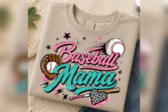 Baseball Mama PNG, Pink Teal Baseball Mom Design, Leopard Product Image 3
